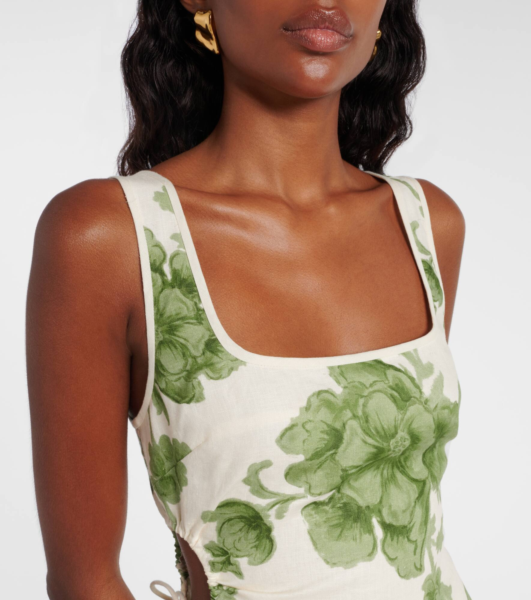 Gardella cutout floral linen minidress - 4