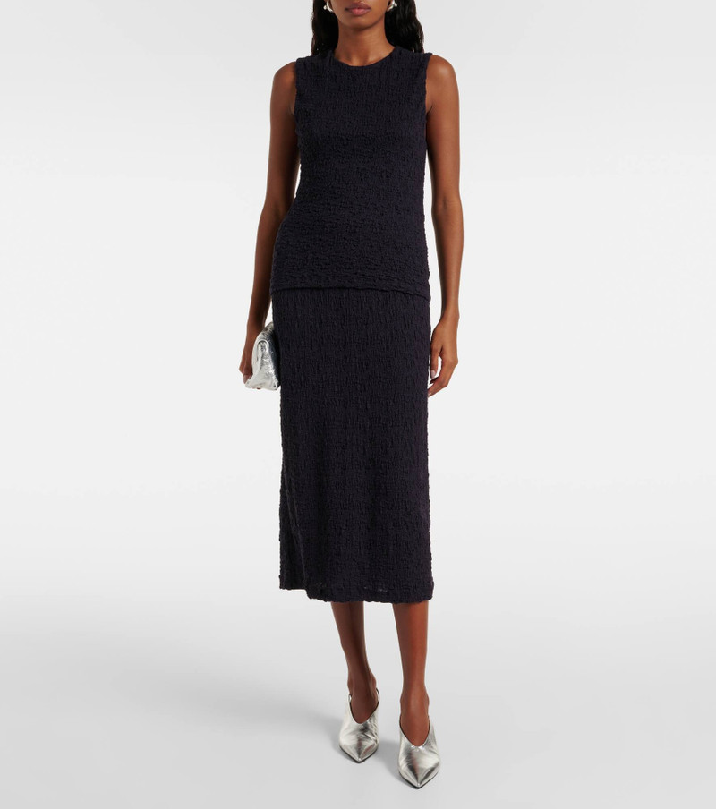Vince Smocked cotton-blend midi skirt outlook
