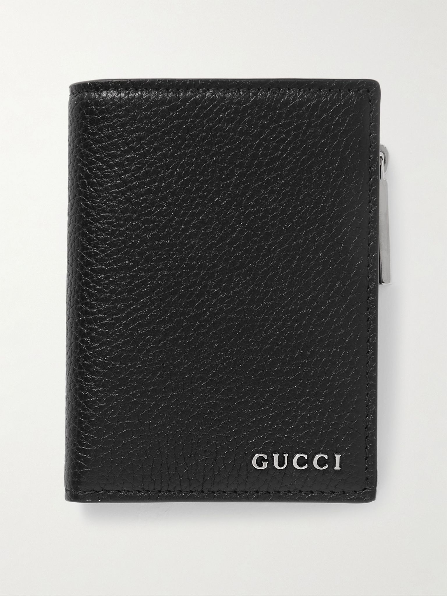 Logo-Embellished Full-Grain Leather Bifold Wallet Black - 1