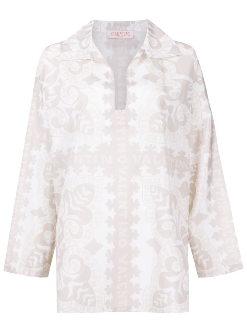 geometric-print silk-cotton shirt 1