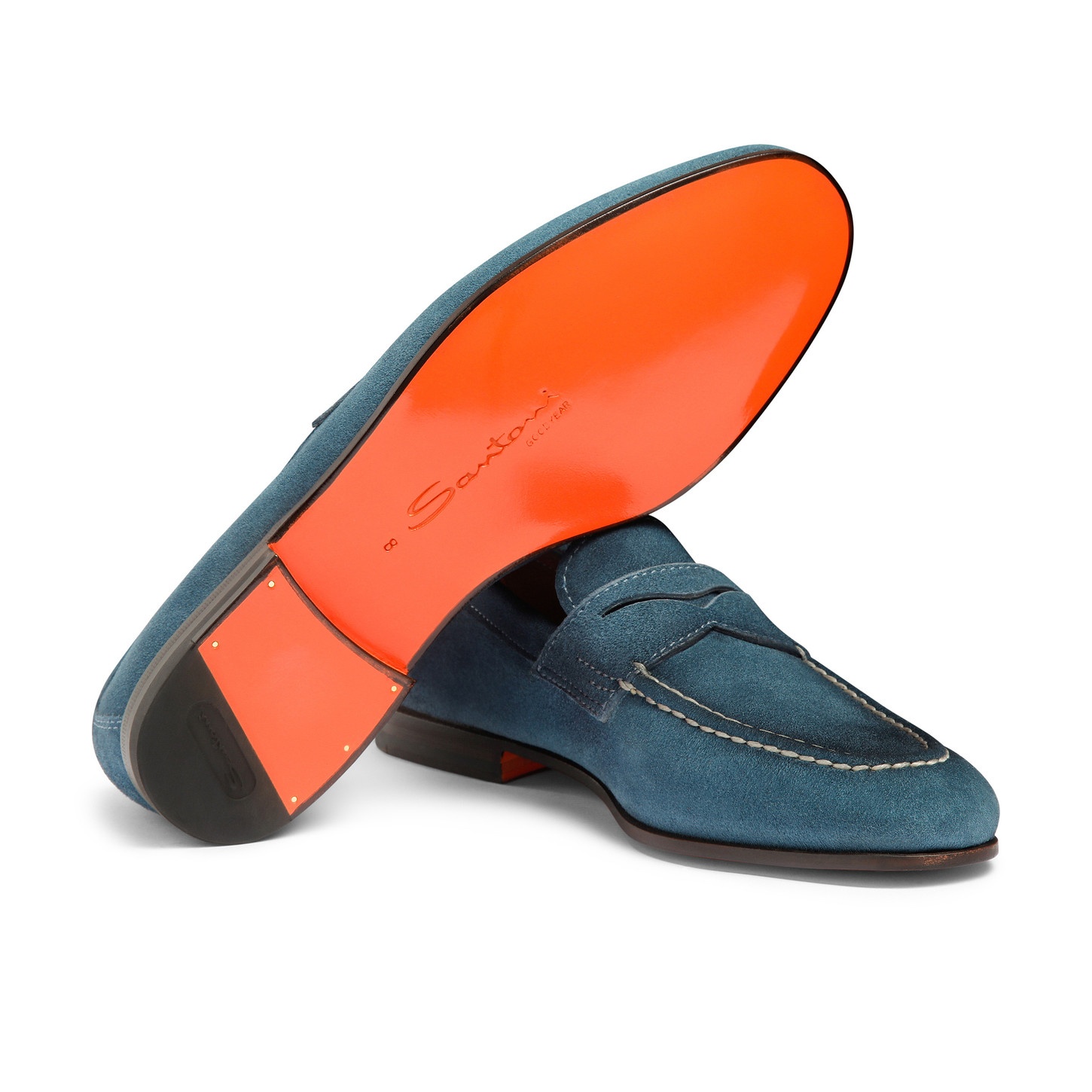 Men's blue suede penny loafer - 4