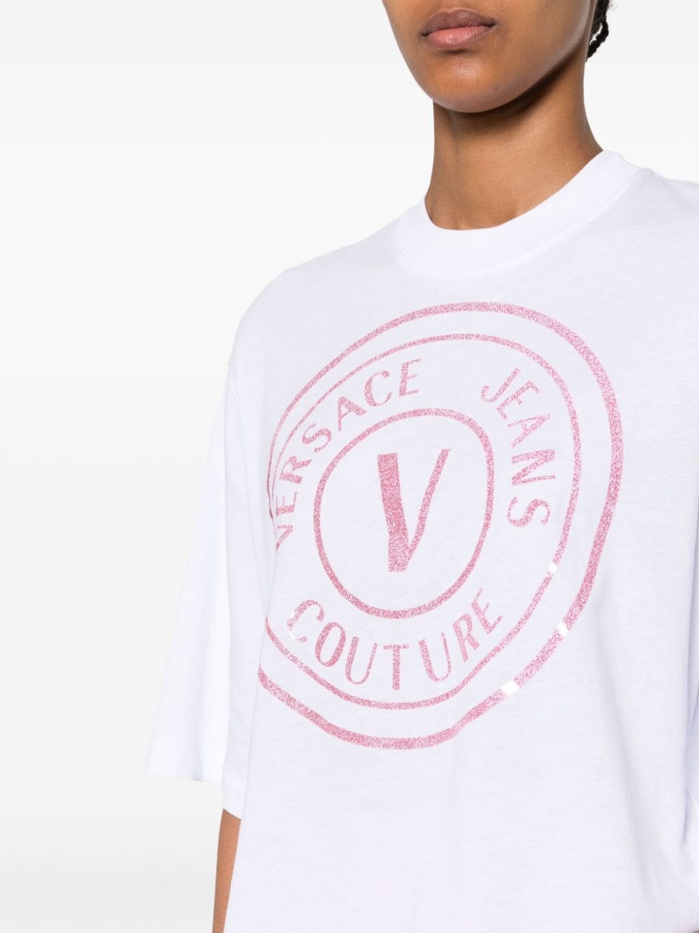 glittered logo-print cotton T-shirt - 5