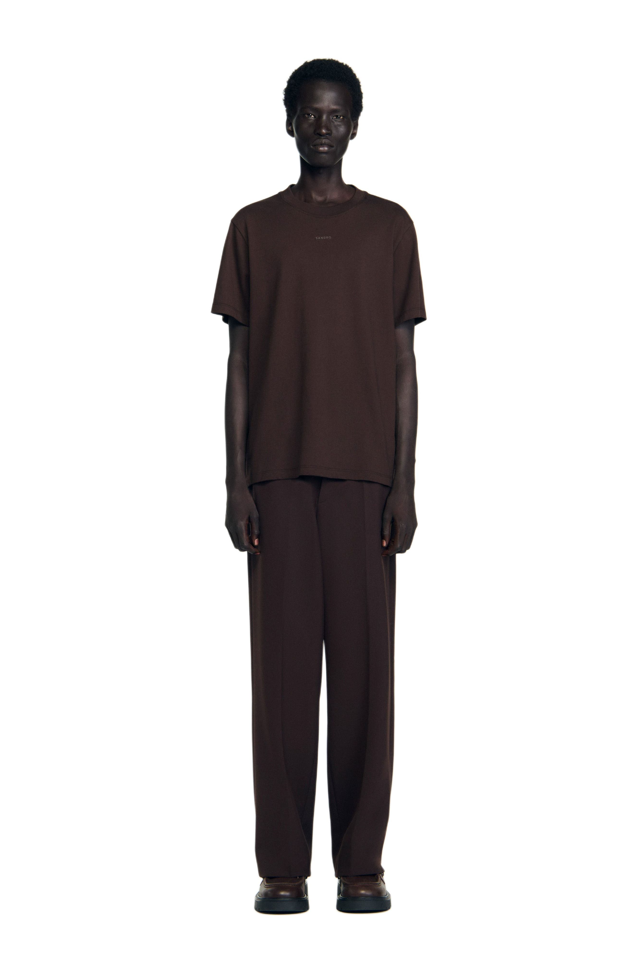 SANDRO Cotton T-shirt with logo in Chocolate at Nordstrom - 3