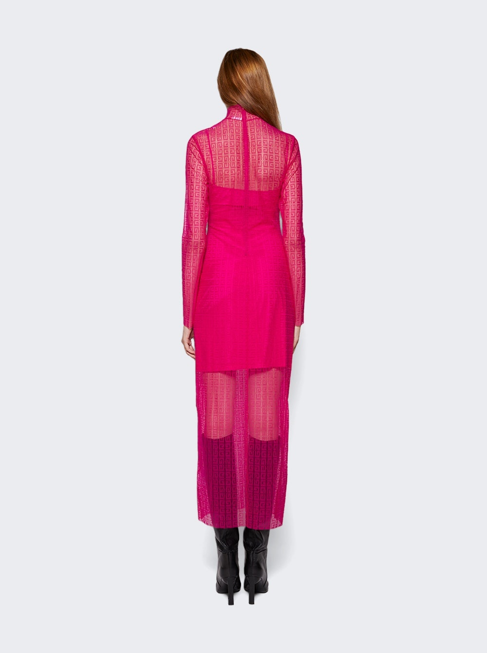 4G Long Sleeve Lace Dress Fuchsia - 5