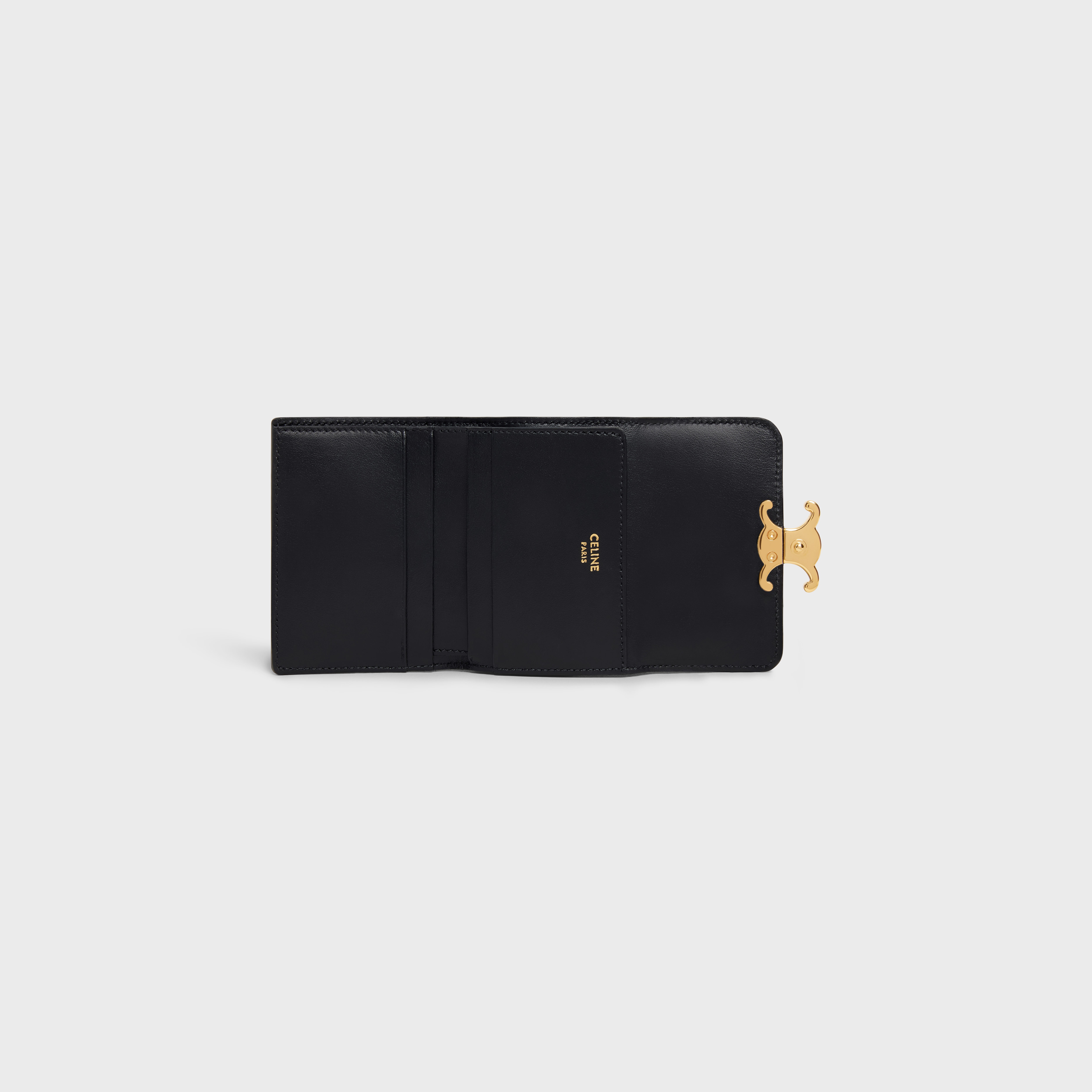 CELINE COMPACT WALLET WITH COIN TRIOMPHE in Shiny calfskin