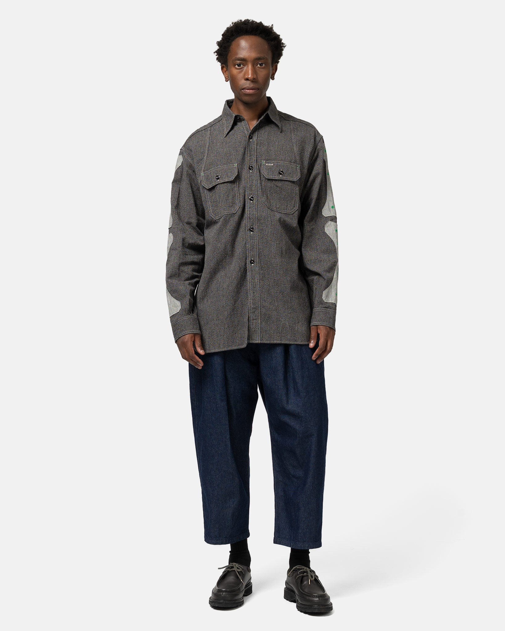 Grandrelle 2TONES BONE Patch Ventilator Workshirt Charcoal - 2