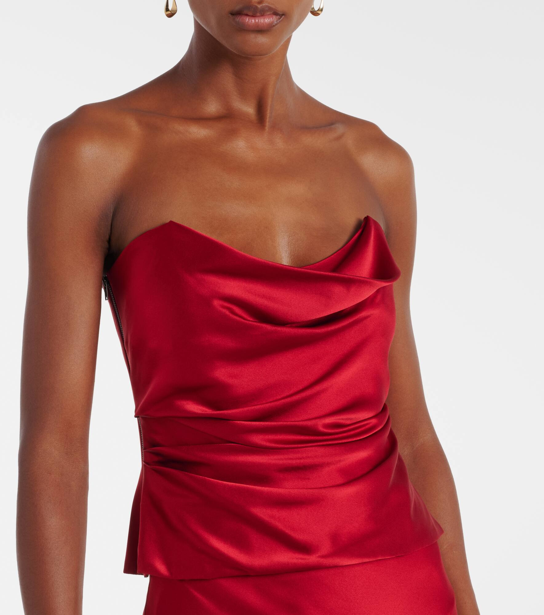 Draped silk charmeuse bustier - 4