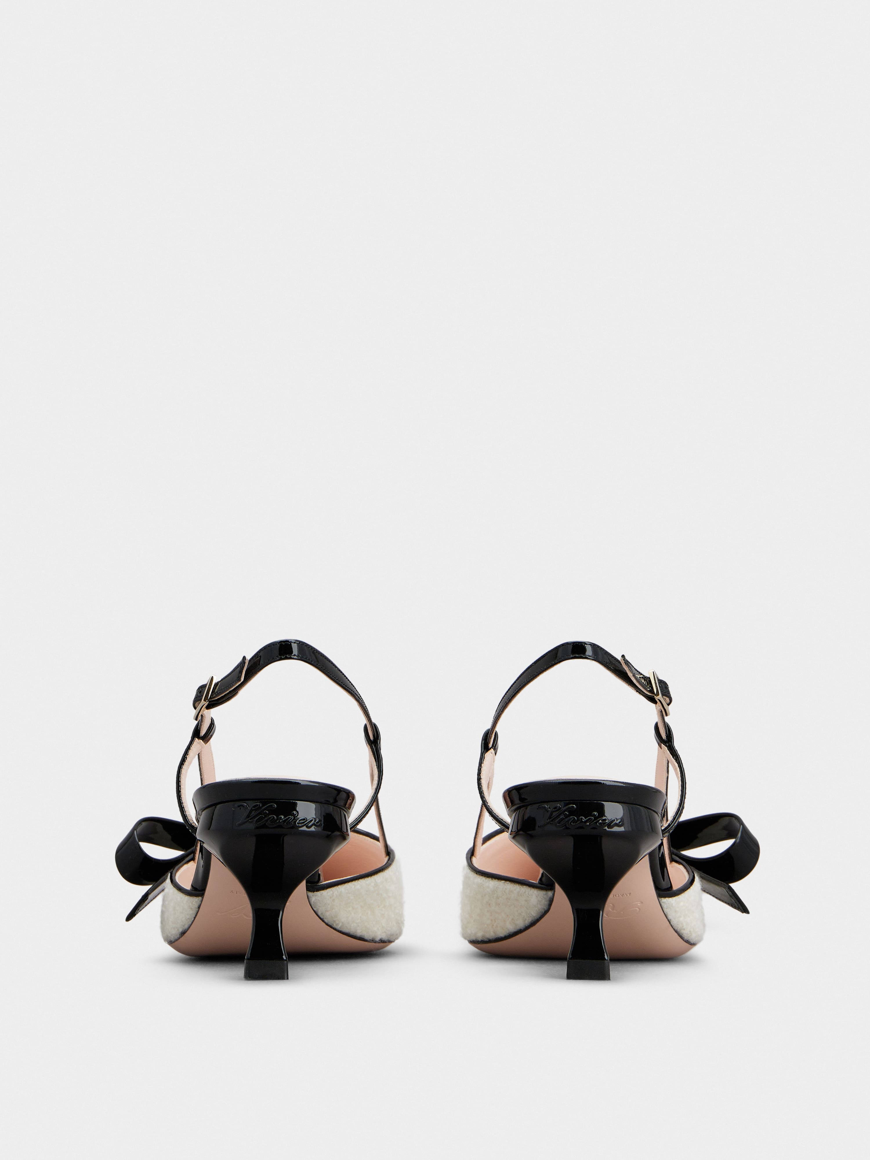 Virgule Bow Slingback Pumps in Fabric - 5