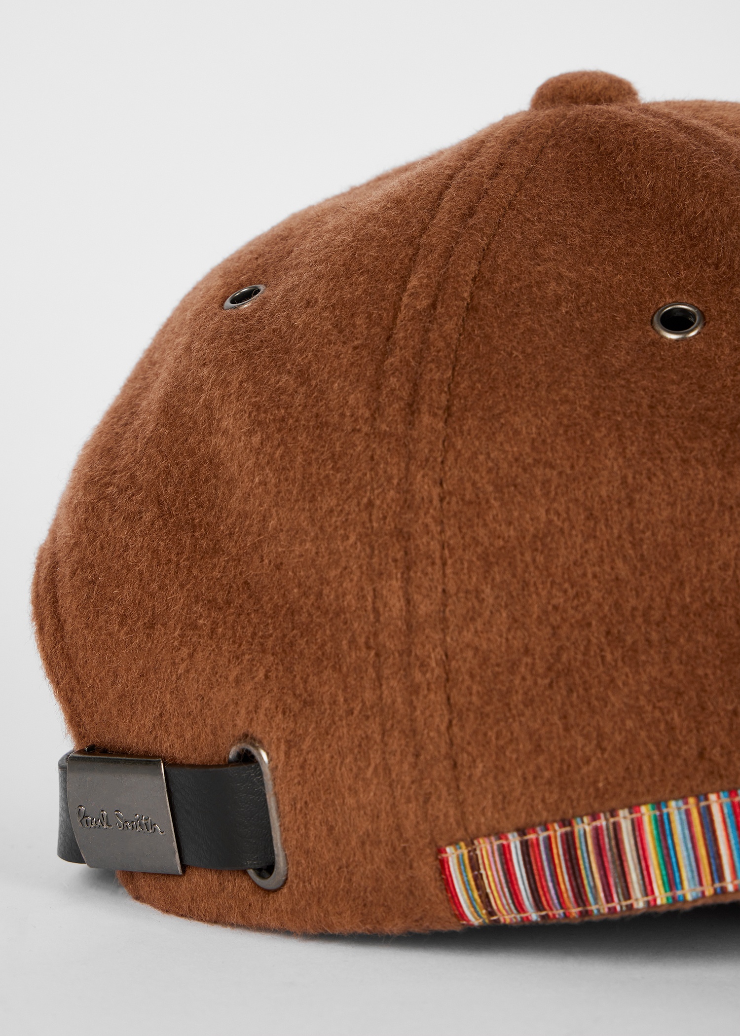 Brown 'Signature Stripe' Trim Wool Cap - 3