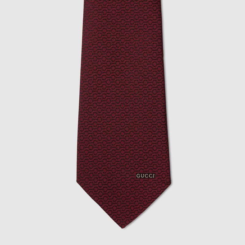 GUCCI Gucci Horsebit silk jacquard tie outlook