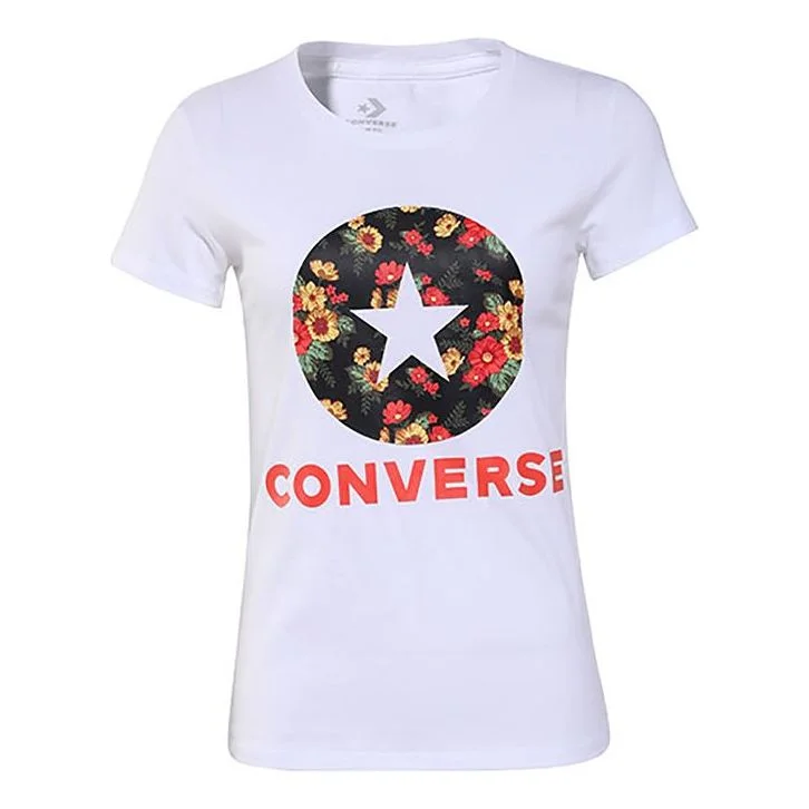 (WMNS) Converse Flowers Printing Short Sleeve White 10017396-A02 - 1
