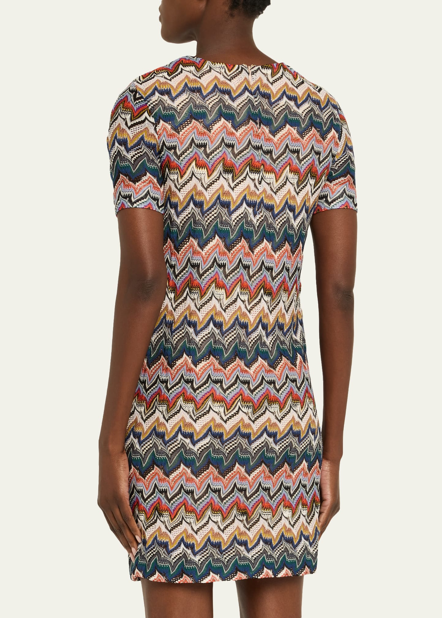 Metallic Zigzag Short-Sleeve Mini Dress - 3