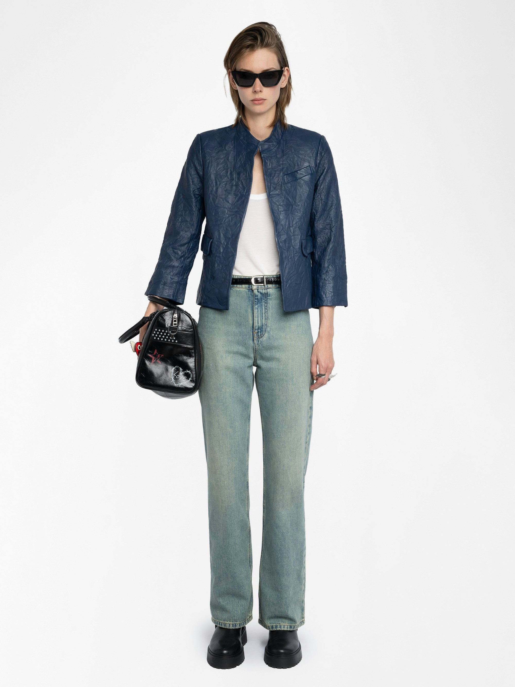 Veryn Crinkled Leather Blazer - 6