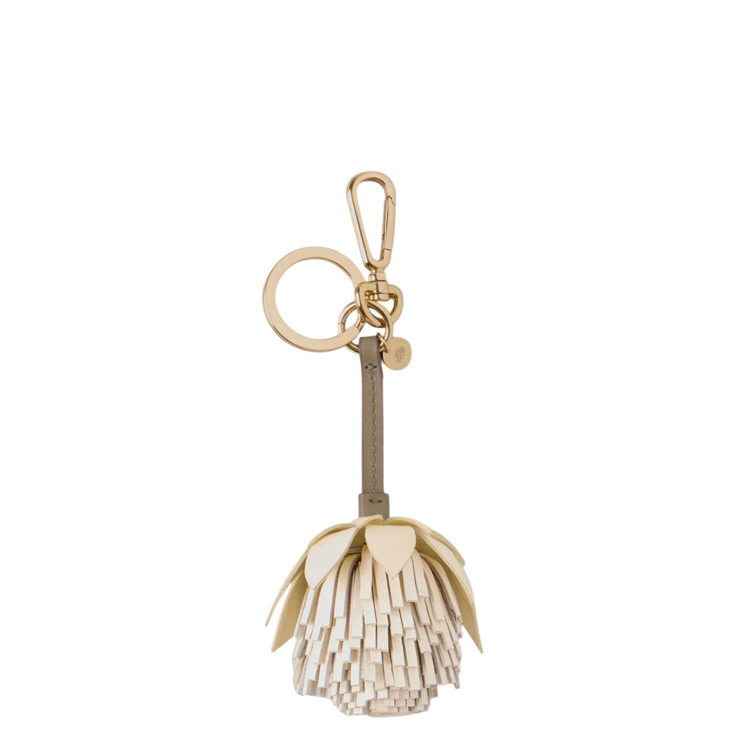 Flower Keyring - Pom Pom Buttermilk & Eggshell Mixed Material - 1