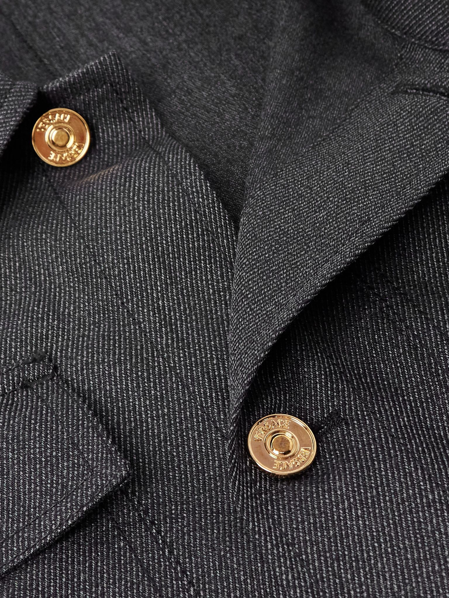 Embellished Wool-Mouliné Blouson Jacket Gray - 5