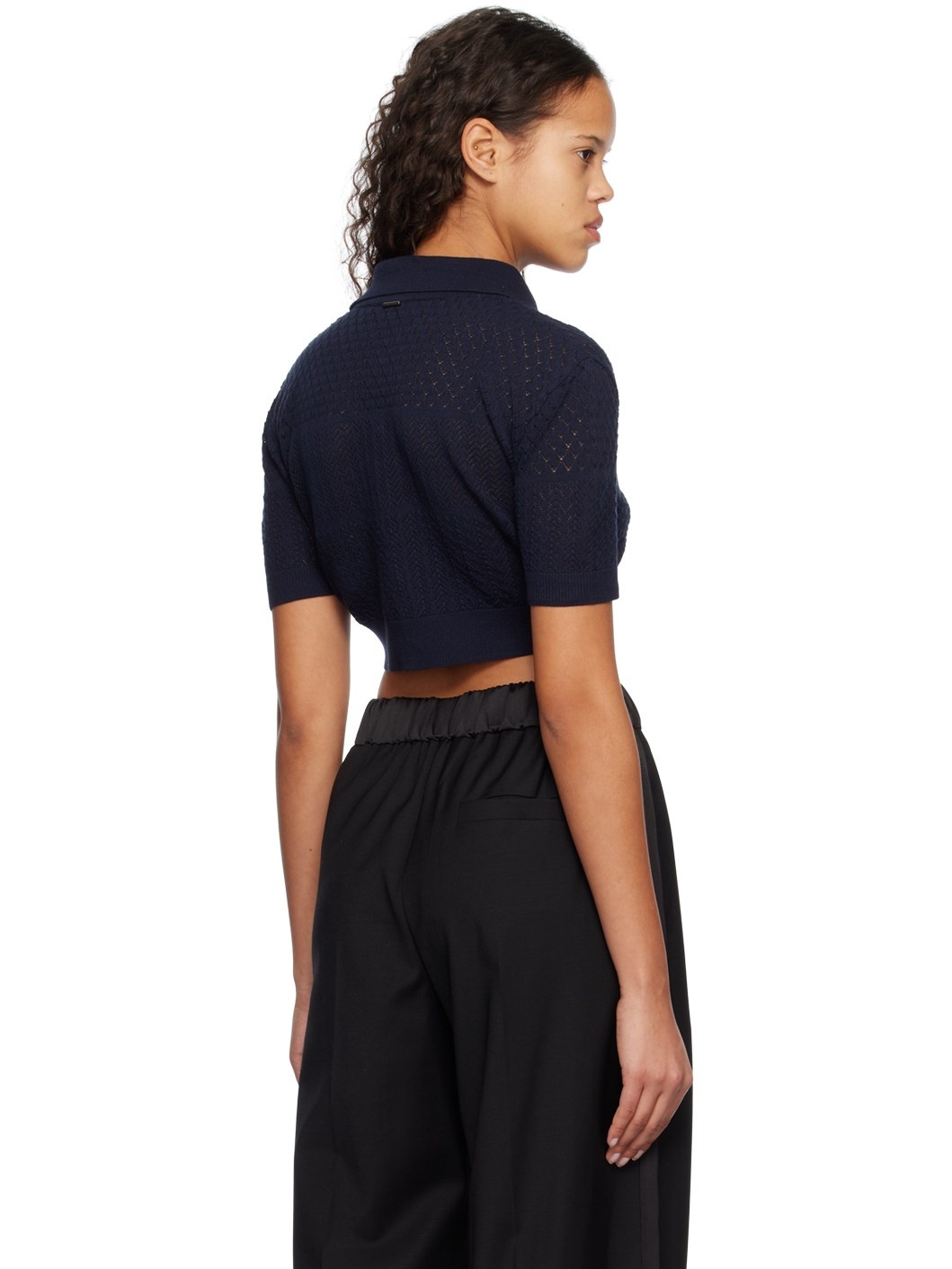Navy Cropped Cardigan - 3