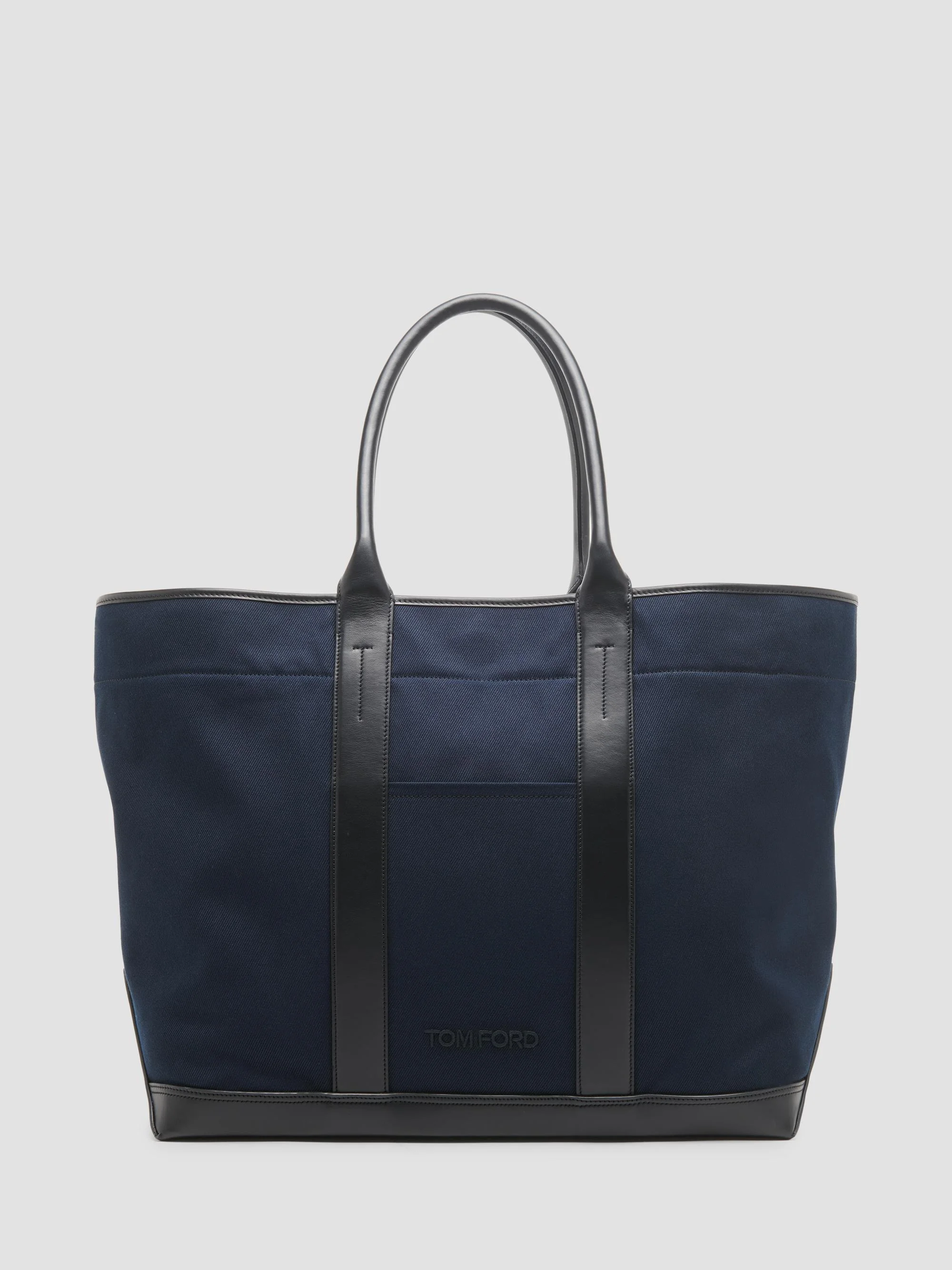 Men's Canvas & Leather Large Tote - Navy Black - 1