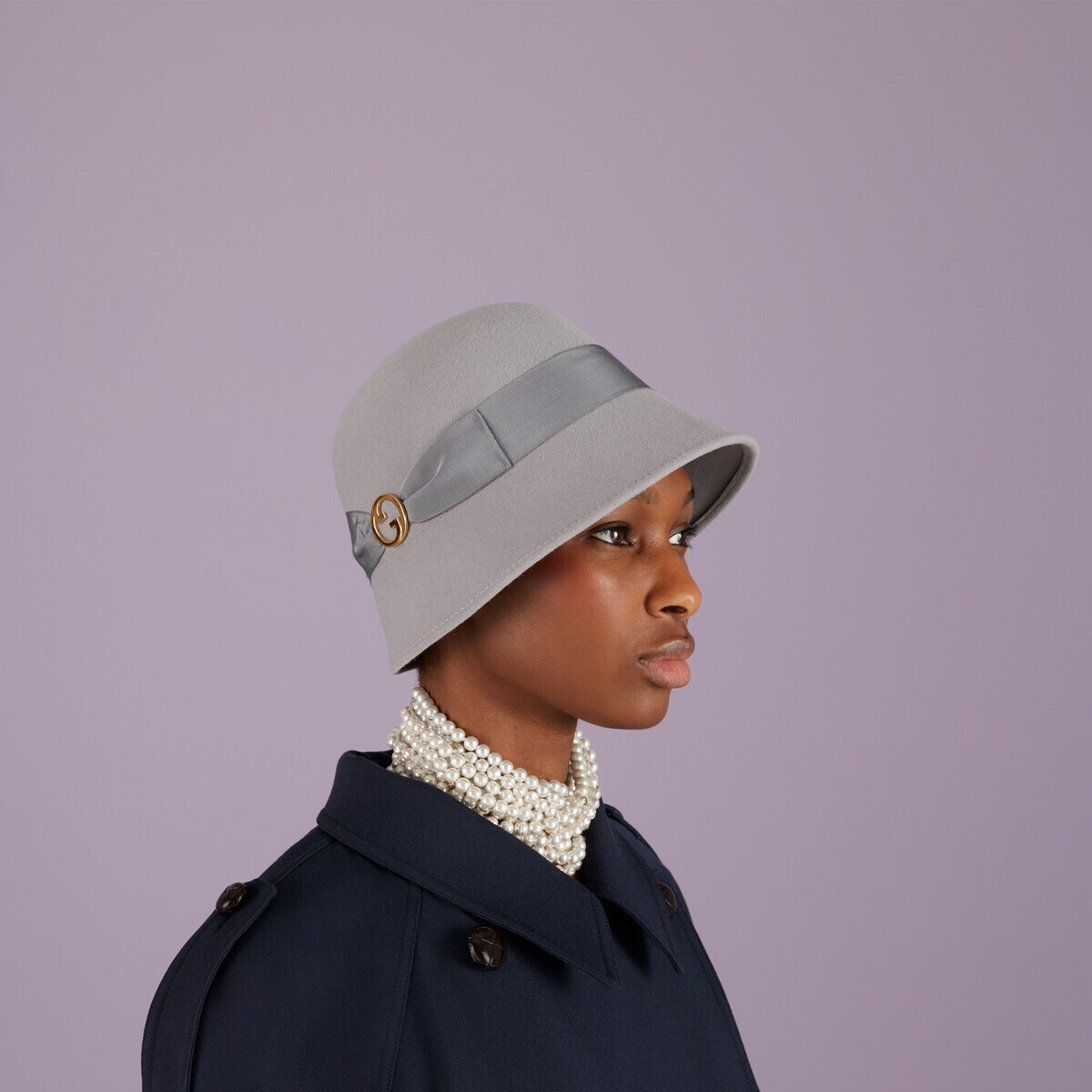Felt bucket hat with Round Interlocking G - 3
