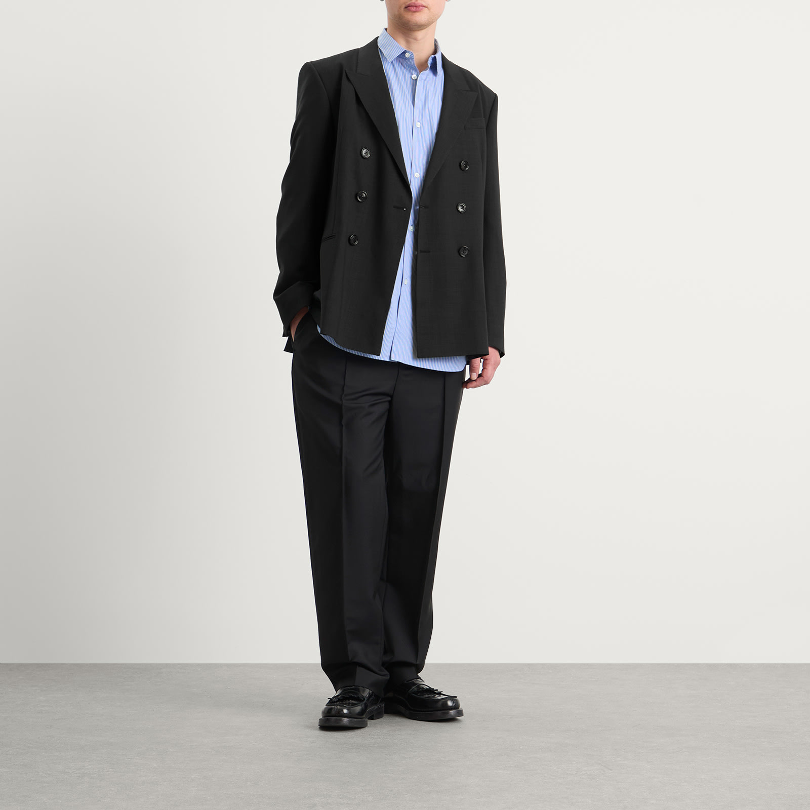 AMI Paris Light Wool Twill 6 Button Jacket - 4