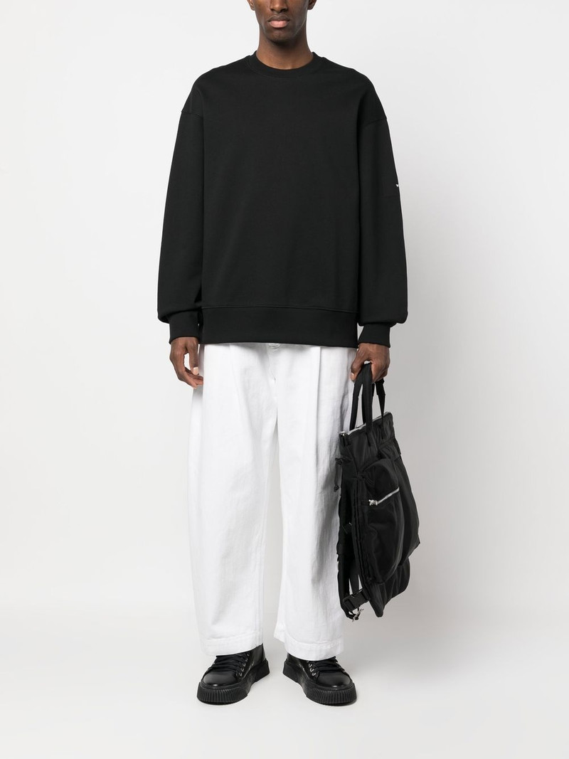 Y-3 logo print crew neck sweatshirt outlook