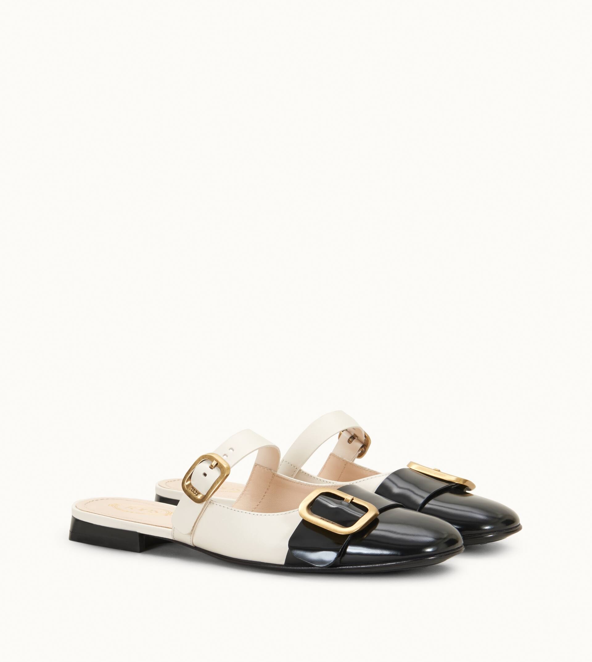SANDALS IN LEATHER - WHITE, BLACK - 5