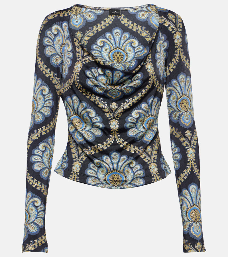 Scoop-neck paisley jersey top 1