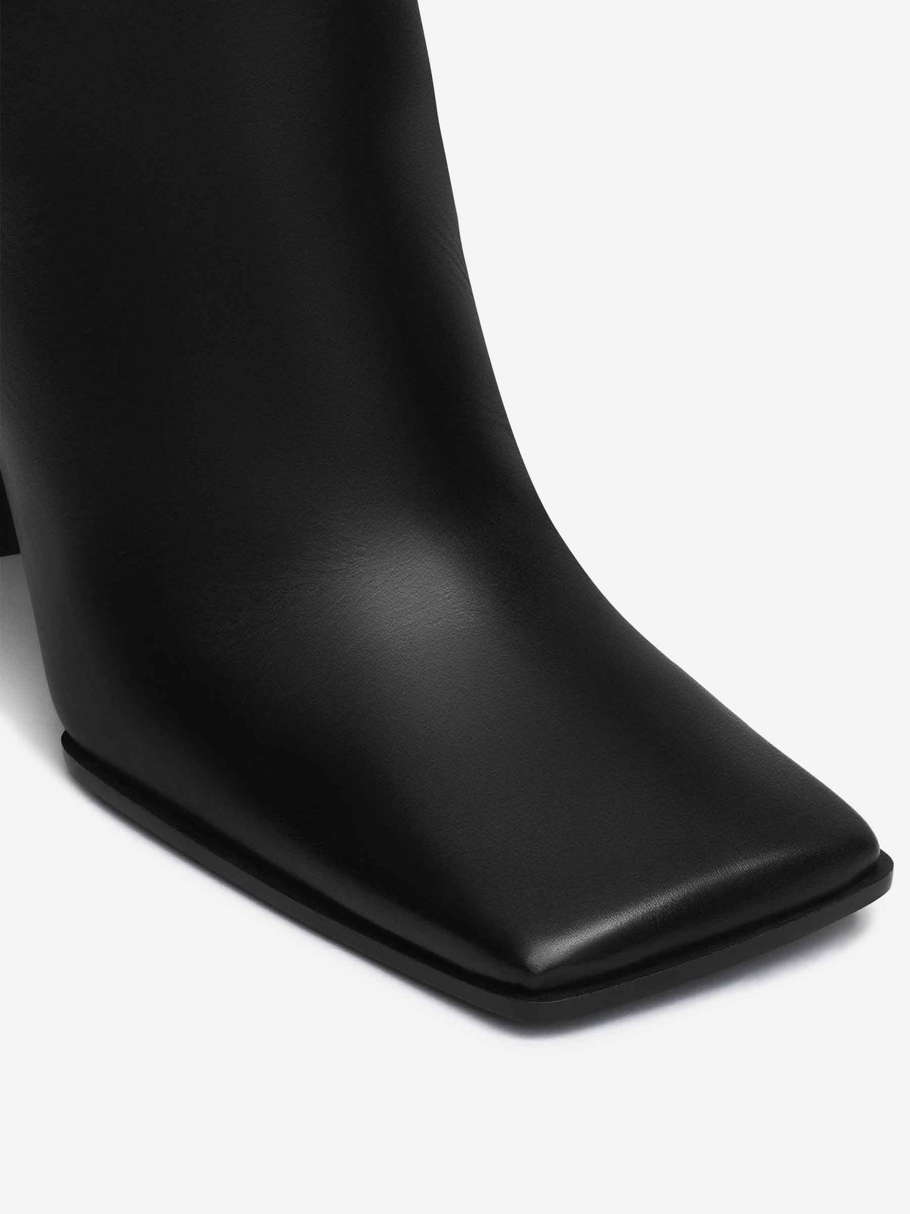 SQUARE LEATHER BOOTIES - 3