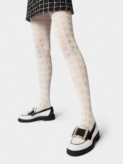 Roger Vivier Viv' Rangers Strass Buckle Loafers in Fabric outlook