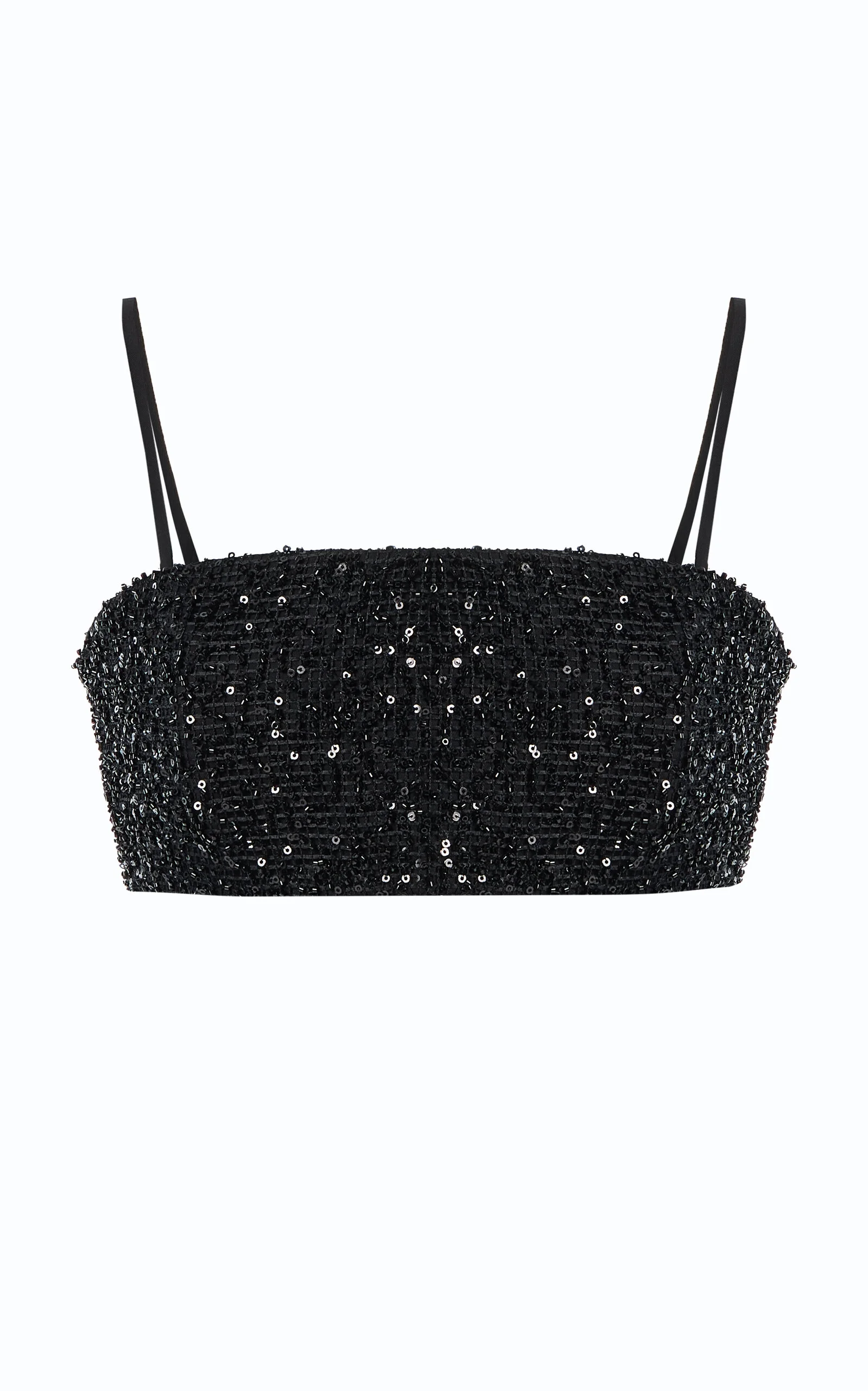 Tori Sequined Cotton Crop Top black - 1