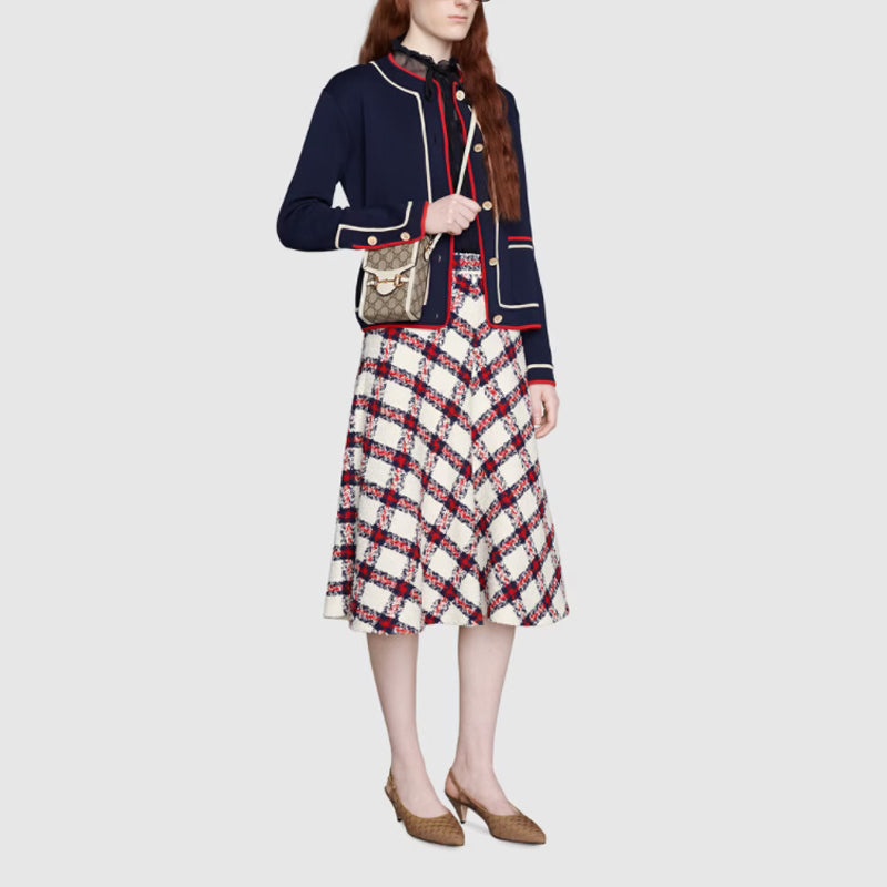 Gucci Horsebit 1955 Logo Canvas Phone Shoulder  Bag 'Mini Ebony White' 625615-92TCG-9761 - 9