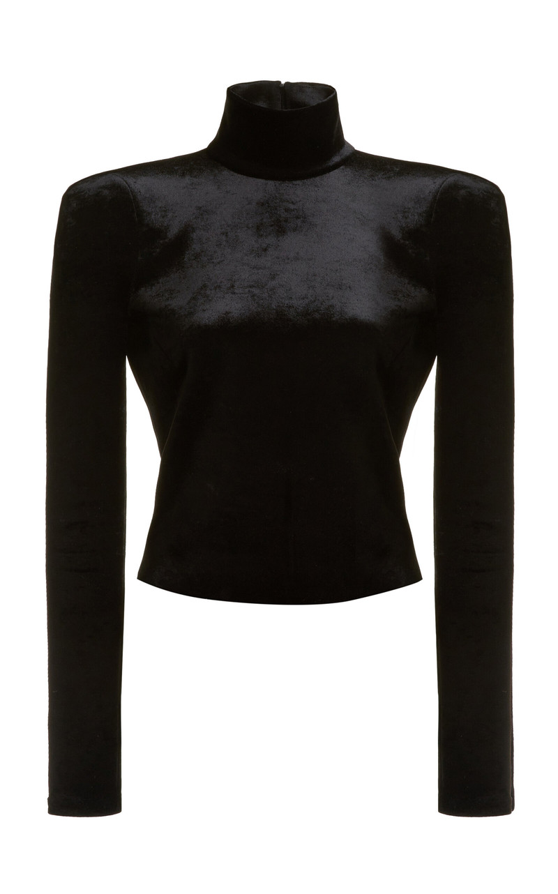 Velvet Turtleneck Bodysuit black 1