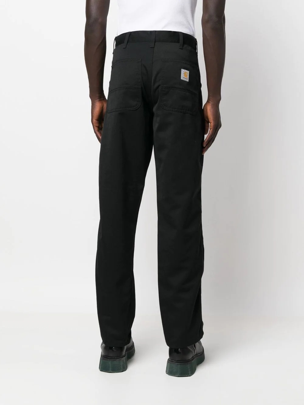 logo-patch straight leg trousers - 4