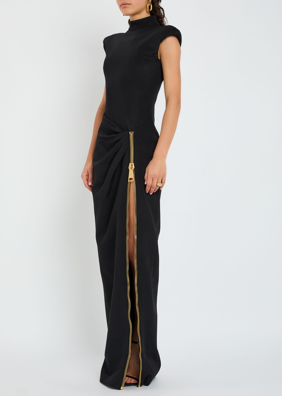 Balmain Zip-embellished Woven Maxi Dress - 2