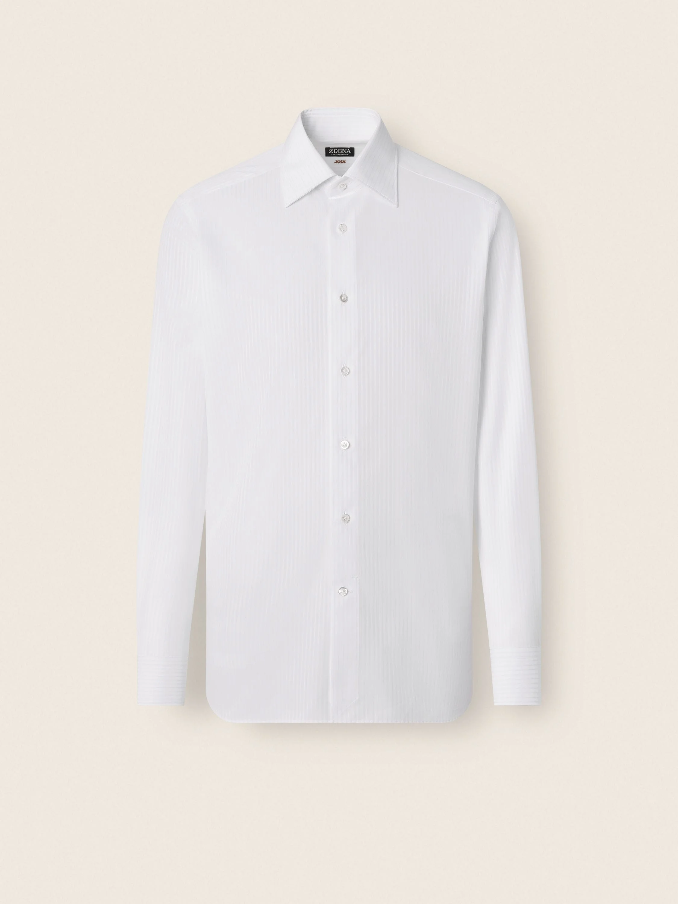 WHITE AND LIGHT BLUE STRUCTURED STRIPED COTTON SHIRT - 1