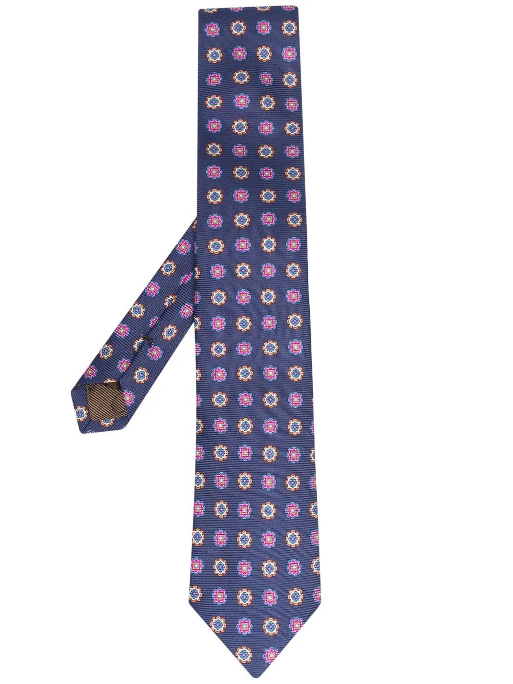 geometric-print silk tie - 1