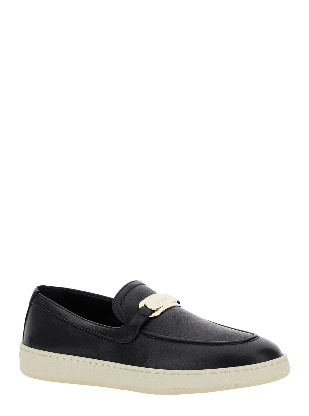 Ferragamo Women 'Crio' Black Loafers With Logo Plaque In Leather Woman - 2