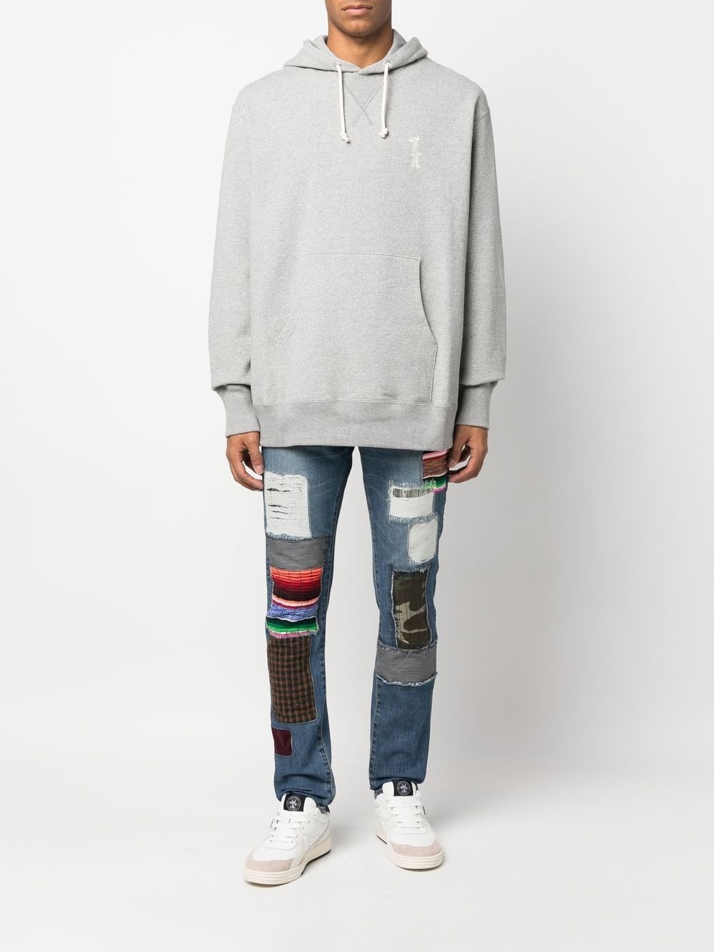 patchwork-detail slim-fit jeans - 2