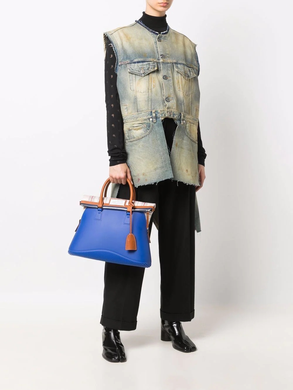 Derelict asymmetric denim gilet - 2