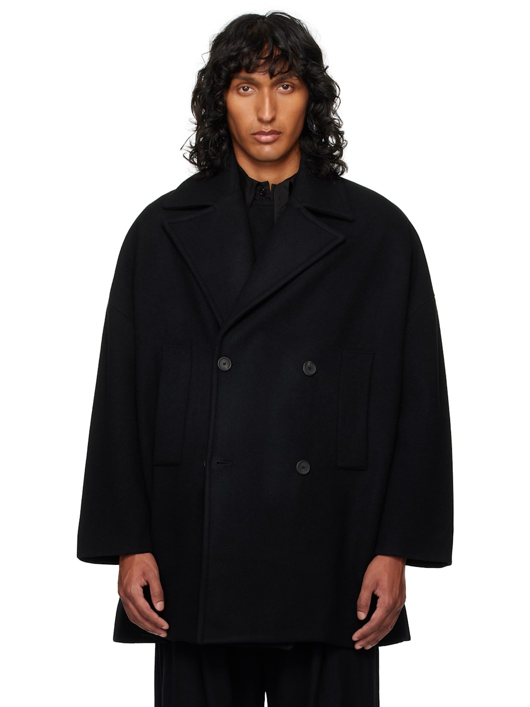 Black 'The Logger' Peacoat - 1