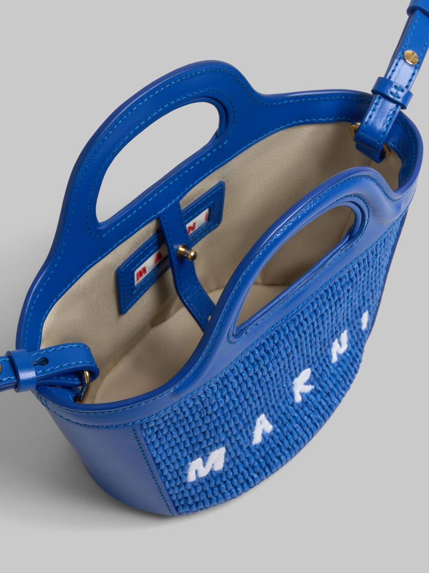 TROPICALIA MICRO BAG IN BLUE LEATHER AND RAFFIA-EFFECT FABRIC - 4