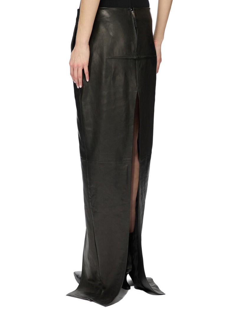 Black Concordians Sliced Leather Maxi Skirt 3