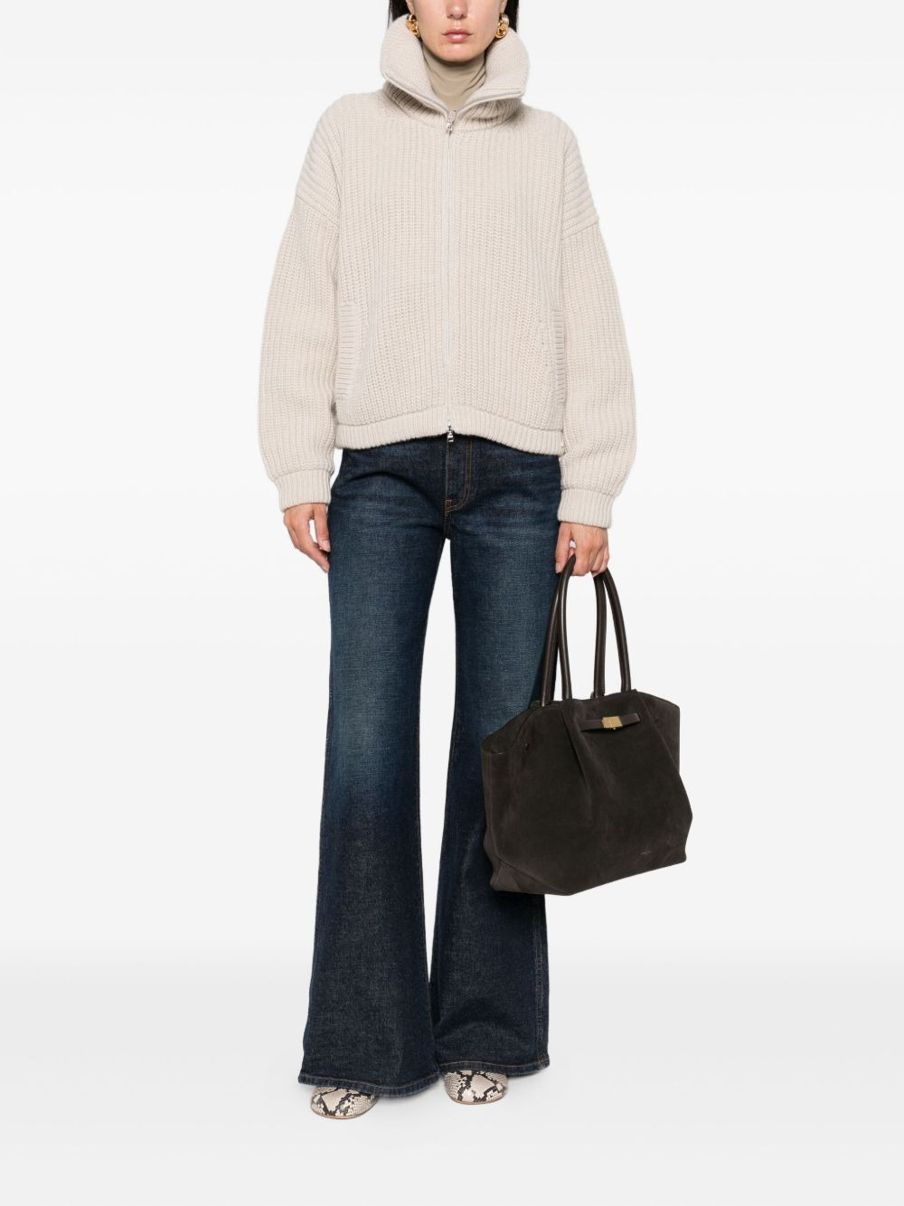 high-neck zip-up cardigan - 2