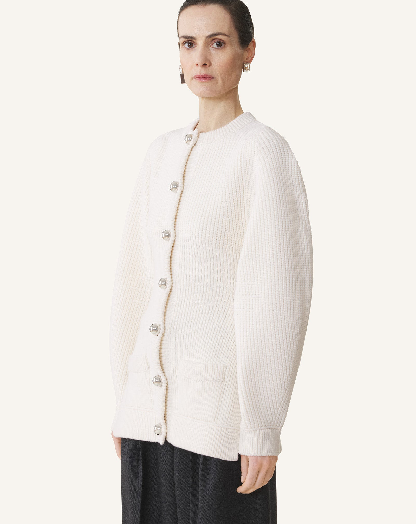 WOOL RIBBED CARDIGAN - 3