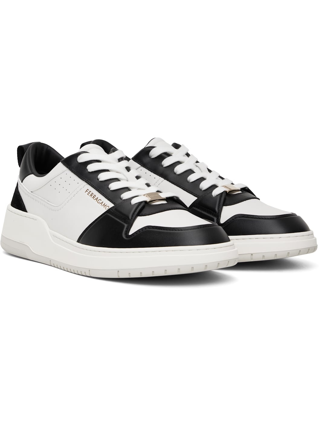 Black & White Suede Patch Skate Sneakers - 4