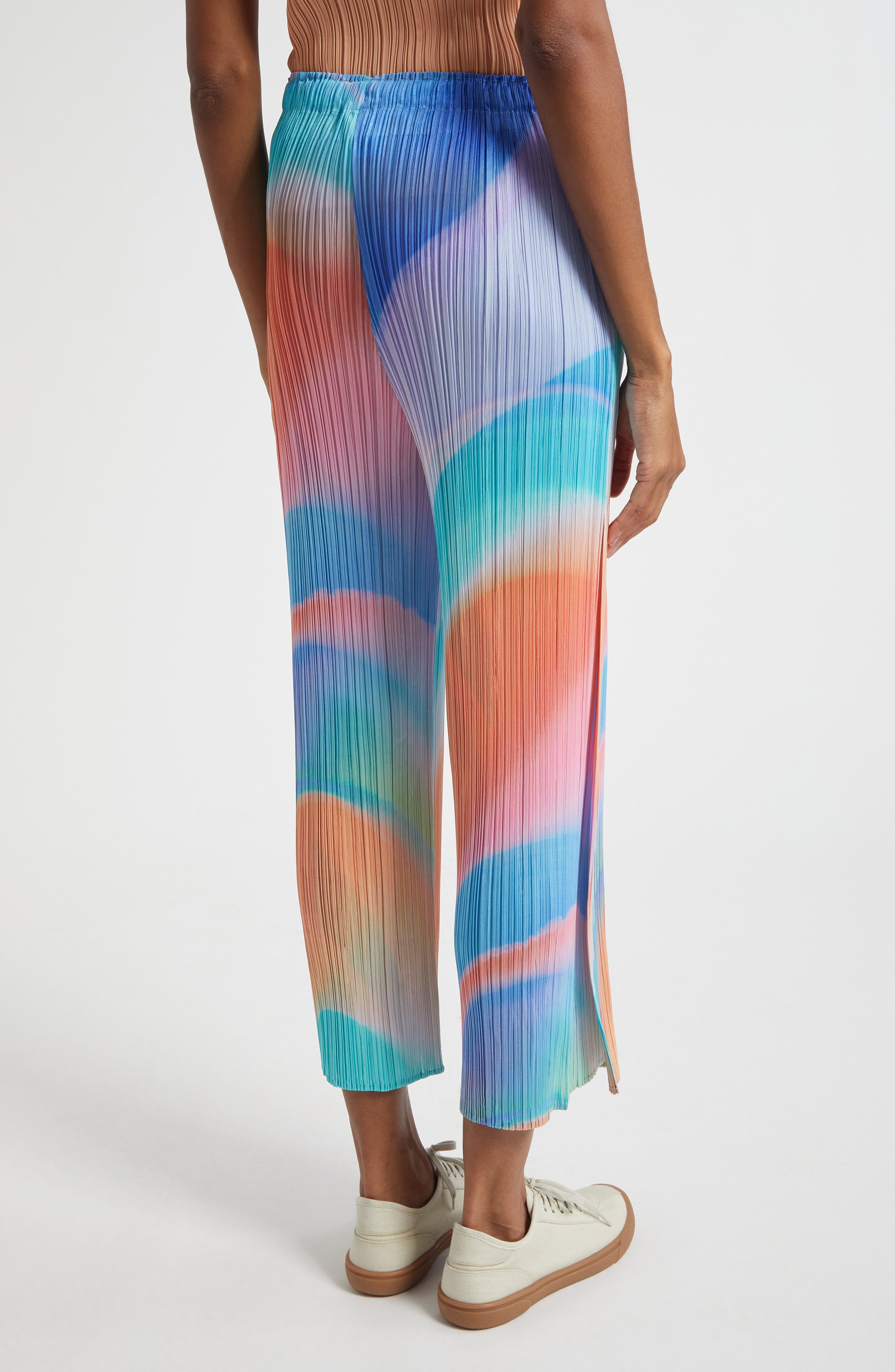 Pleats Please Issey Miyake Groove Pleated Ankle Pants in Blue at Nordstrom - 3