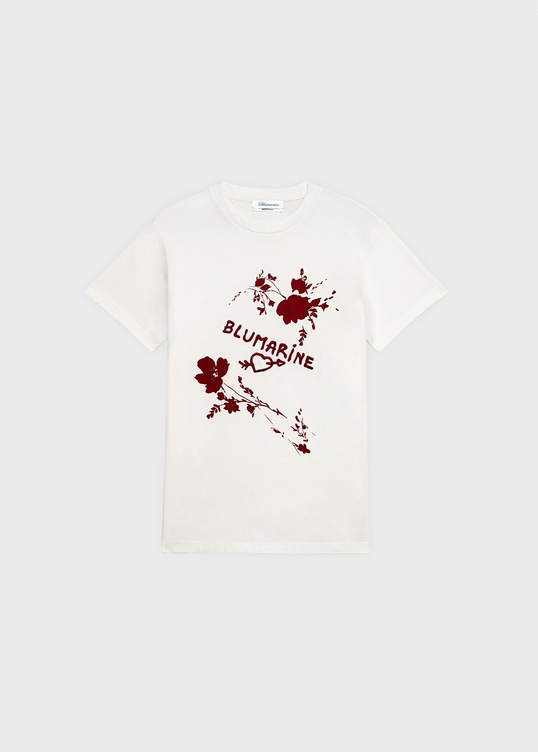 T-SHIRT WITH ROSE PRINT AND BLUMARINE LOGO - 1