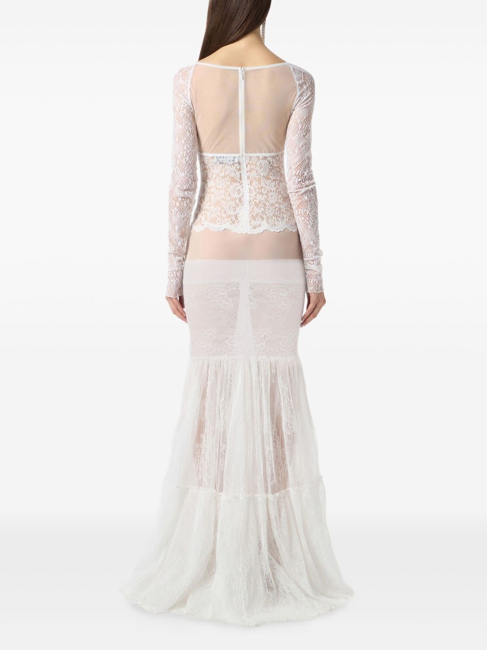 laced long-sleeve maxi dress - 3