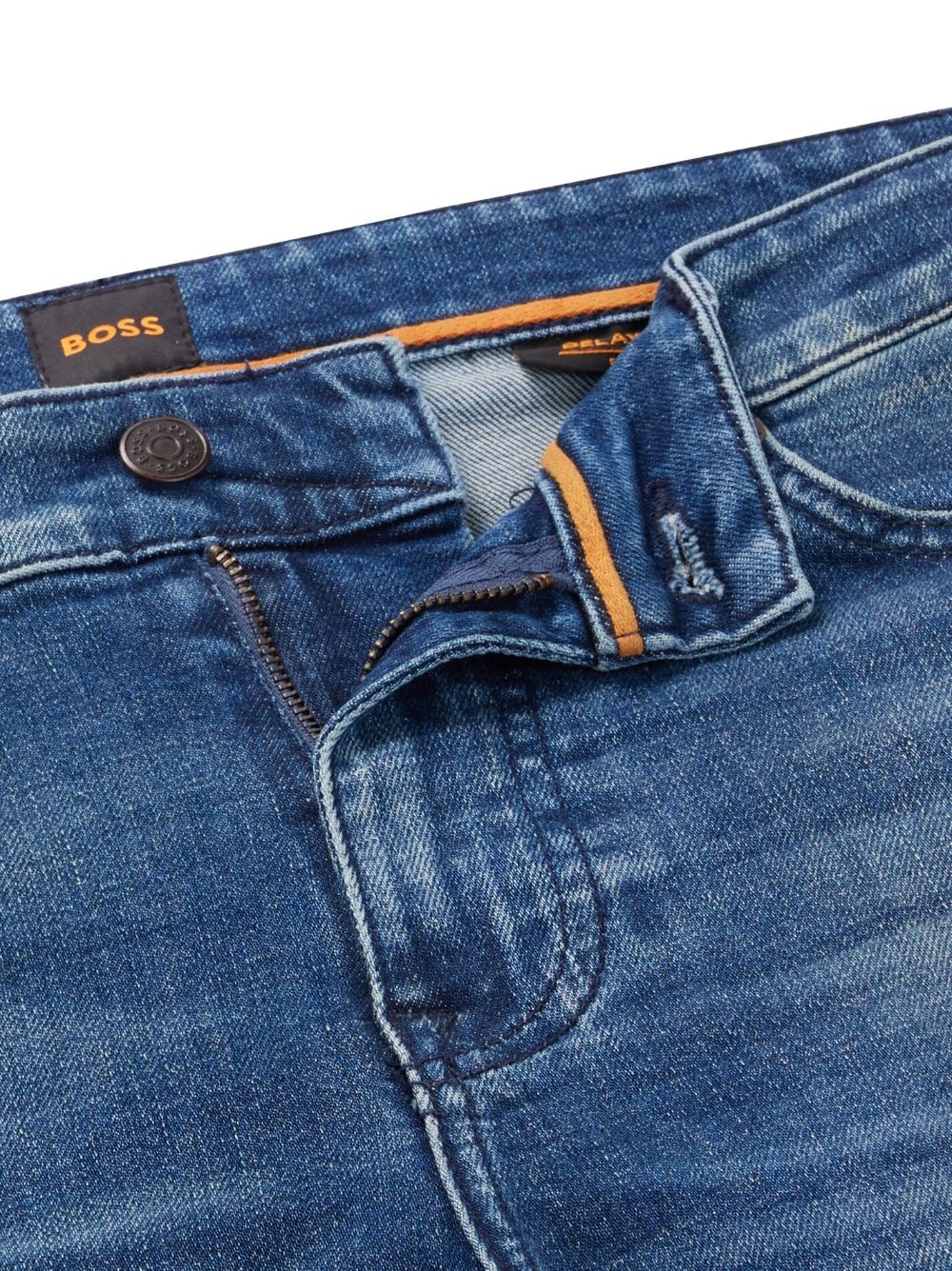 logo-patch cotton blend straight-leg jeans - 6