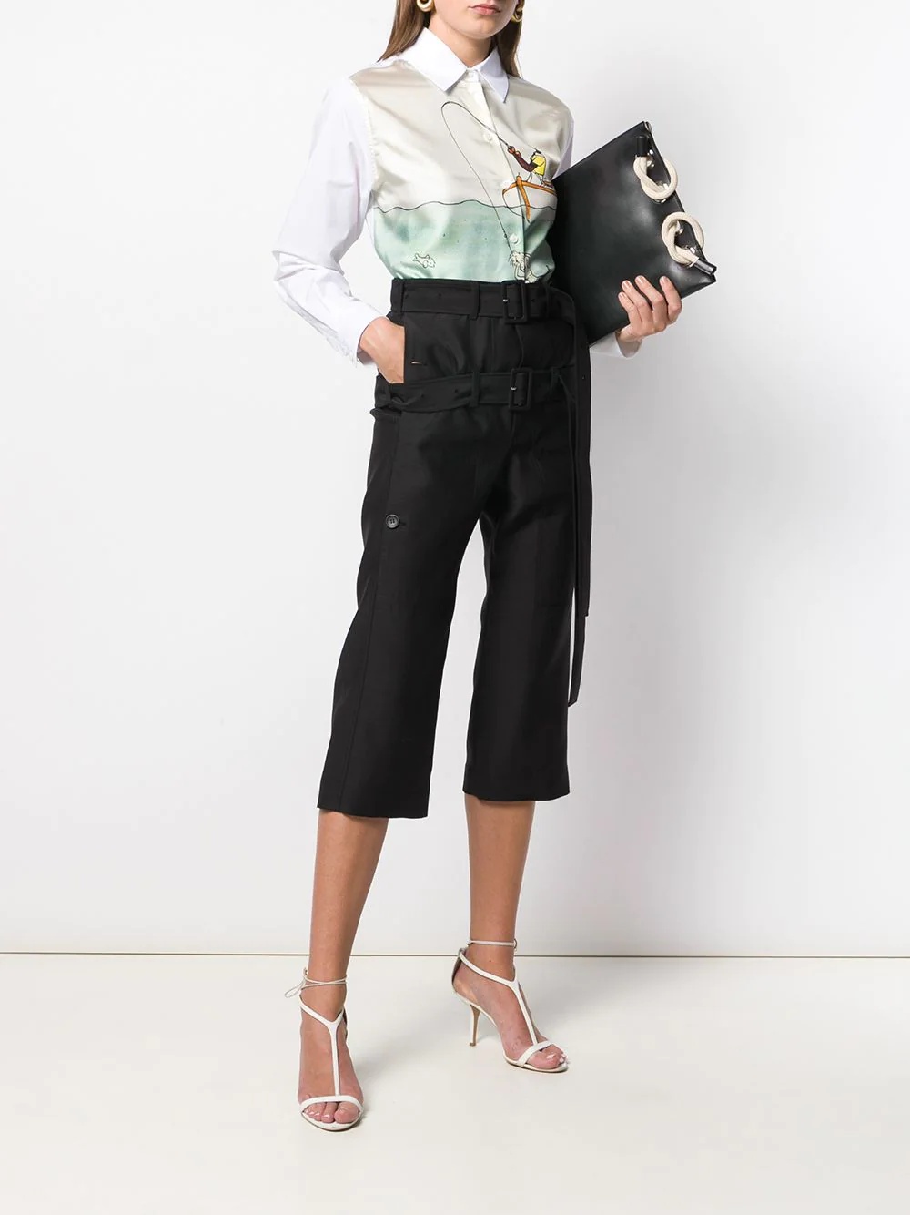 double belt cropped trousers - 2