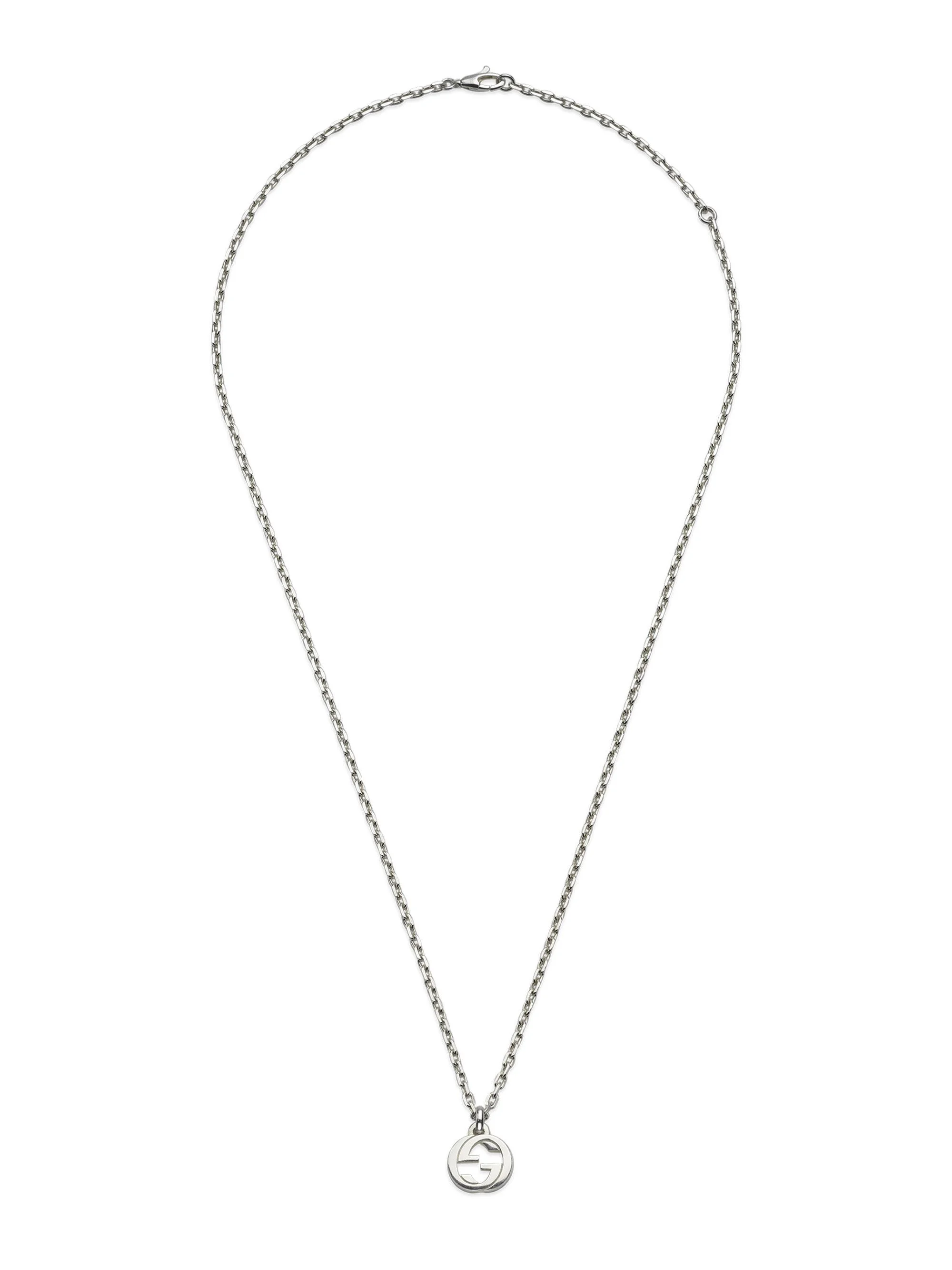 Unisex Interlocking G Sterling Silver Chain Necklace - Silver - 1